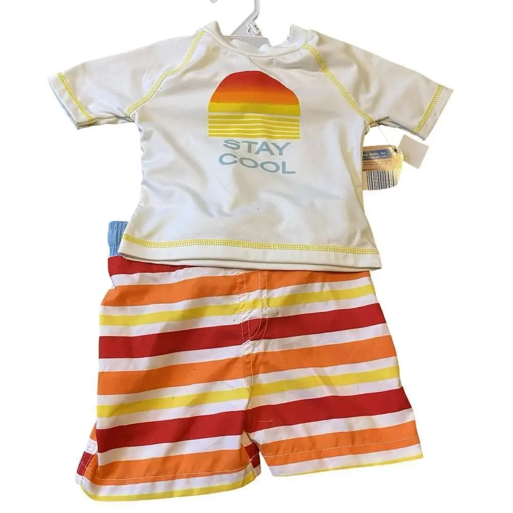 Lily & Dan Boys 2Piece Swim Set Shorts Top Sz 2T Excellent UPF 50+ UV Protection